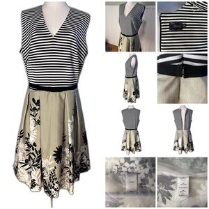 Just Taylor size 14 fit-n-flare dress, sleeveless stripe top with floral skirt
